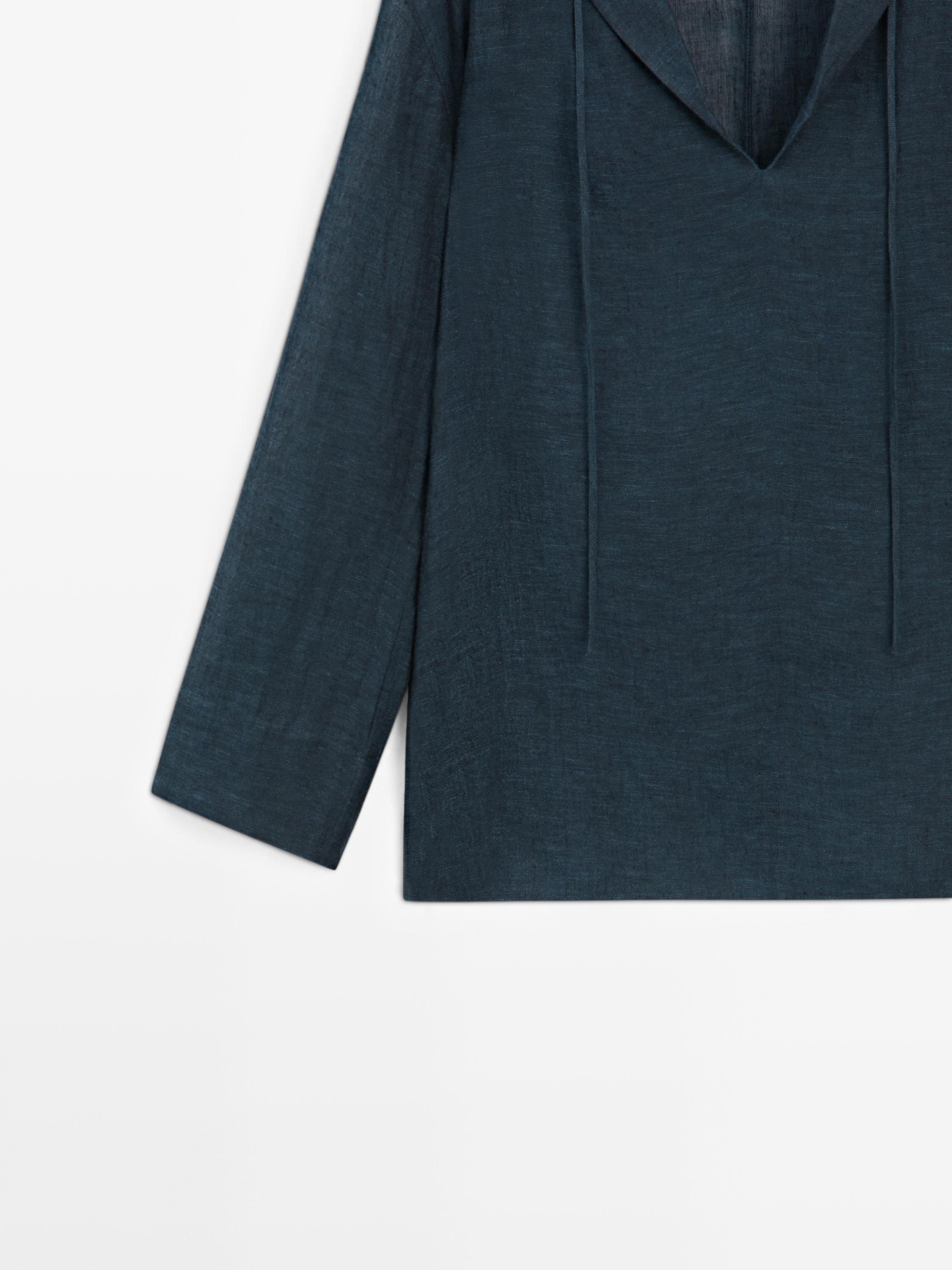 100% linen flowing collared blouse